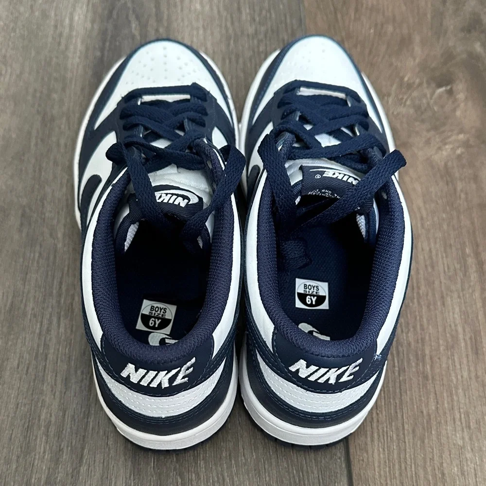 Nike Dunk Low Kids Navy and White Sneakers 6Y - Picture 3 of 5